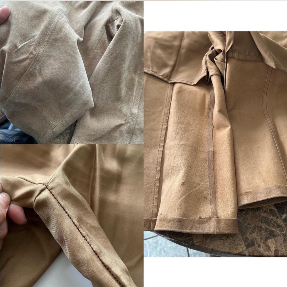 Vintage Spiegel Tan Suede Leather Pants, High-Waisted Wide Leg, Size 10. - Picture 6 of 8